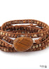Boho Bracelet, RH 5 Layers Leather Wrap Bracelet, Natural Stones, Navy Lapis